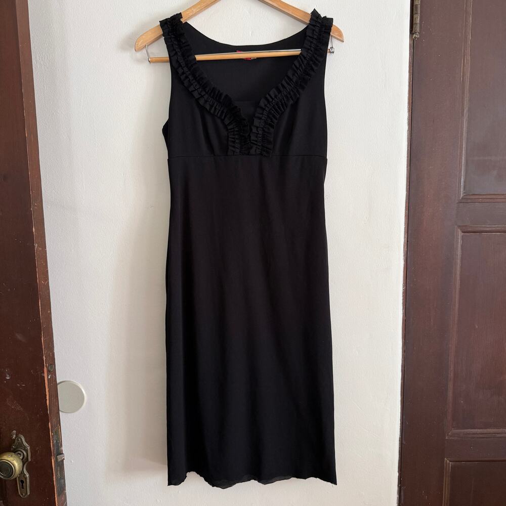 Y2K Vintage RUBY ROX | Black Mesh Babydoll Midi Dress | Large